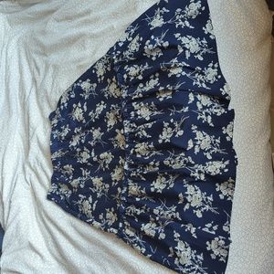 Navy floral midi skirt